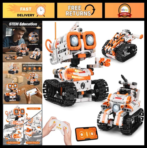 STEM Robotics Kit for Kids 8-14, 3-in-1 Remote/App Control Coding Robot Set, Fun