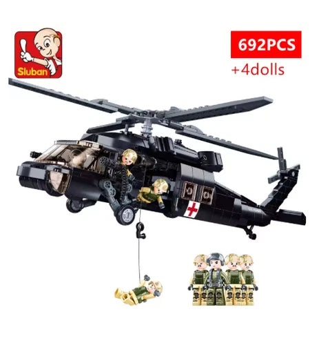 692PCS UH-60L Black Hawk Medical Rescue Helicopter Building Blocks Model