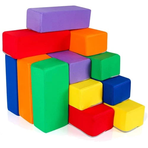 12-Piece Colorful Toddler Foam Building Blocks Set - Soft & Washable Play Fun