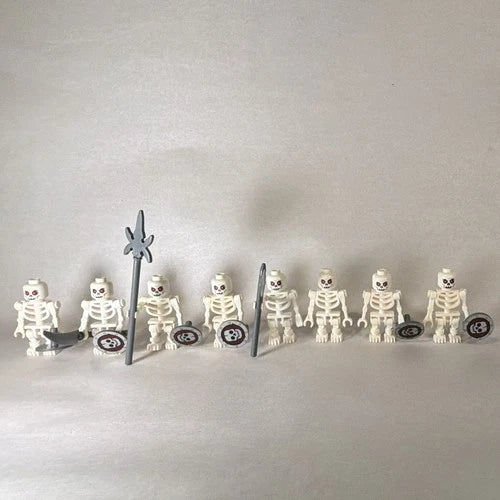 LEGO Castle Skeleton Minifigure & Skeleton Horse Lot of 13w/ Weapons Accessories
