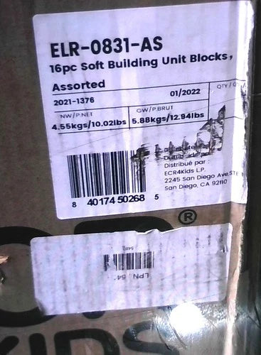 ECR4Kids SoftZone Soft Builder Blocks, Assorted, 16-Piece - Assorted