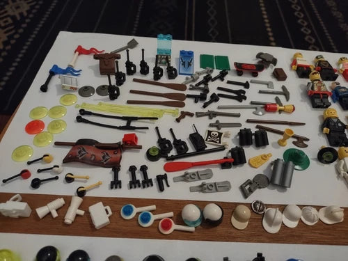 Mixed Lot of Lego Minifigs & Accessories Mini Figures Helmets Weapons Hats +
