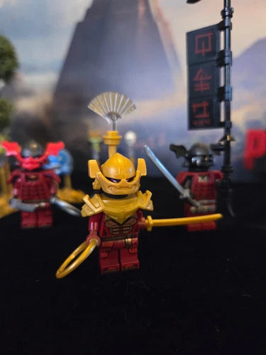 100% MEOW 3 Samurai Predator Figures, One-of-a-Kind Bushi, with Clan Banner, Lot