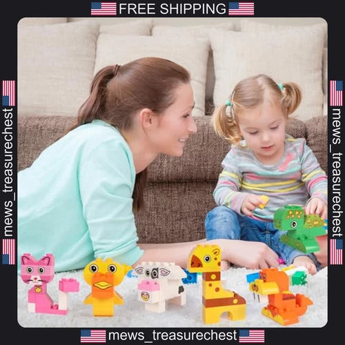 Animal Building Blocks Set, 122 Pieces, Creative STEM Toy for Kids