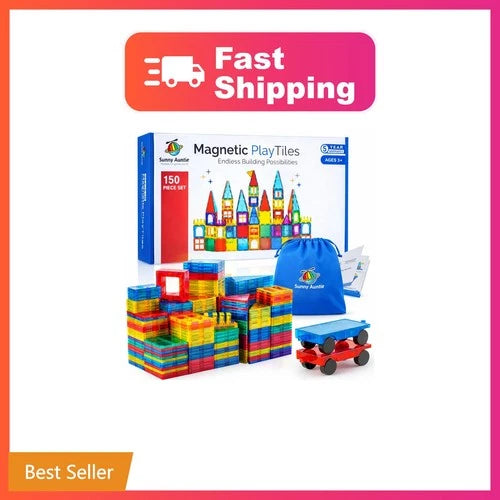 SUNNY AUNTIE Magnetic Tiles 150 Pieces
