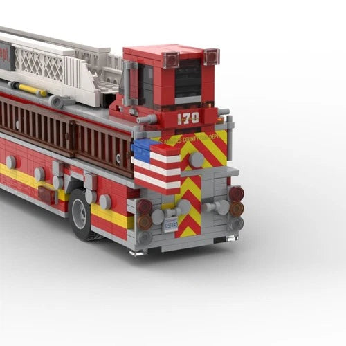 Custom MOC-256302 2007 Tiller Fire Truck LACoFD with Full Interior 1752PCS