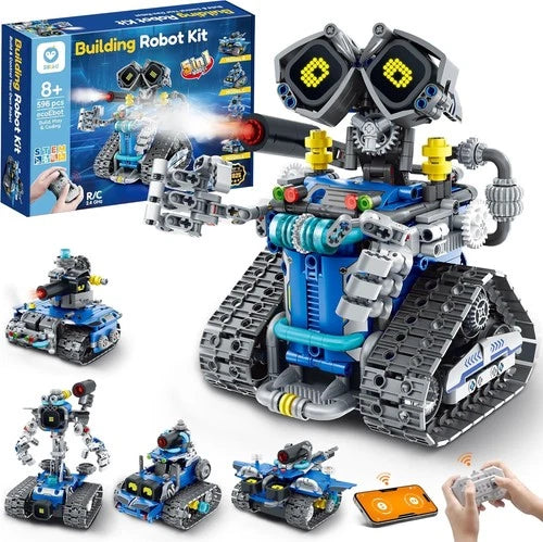 Rechargeable 5-in-1 Robot Building Set with Remote - Perfect for STEM Learning