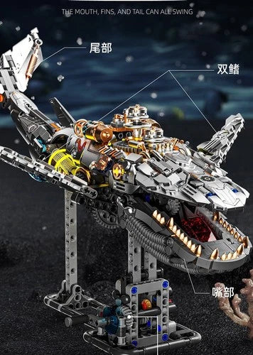 Mechanical Whale Building Blocks Set Steampunk Animal Compatible Brick Toy Model