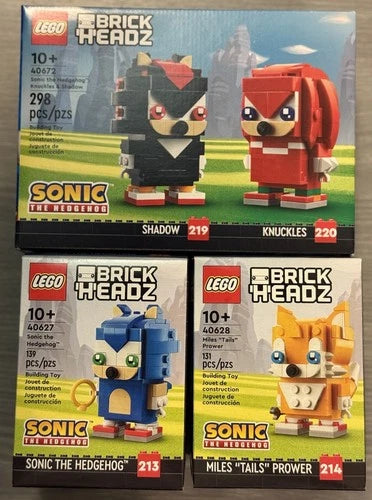 Lego Brickheadz Sonic Lot Tails, Shadow, Knuckles Sets 40627, 40628 & 40672 New