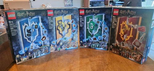 LEGO Harry Potter House Banner Set Complete! Huff & Raven NIB, Slyth & Gryf USED