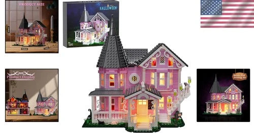 Creative Thinking Pink Palace Blocks Set - Halloween and Christmas Fun for All
