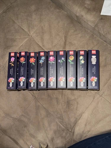 BLOCK TECH Flower Bouquet Complete Set Of 9 with Crystal Vase 2025 Series NIB
