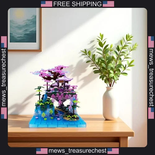 Micro Building Blocks Chinese Moon Palace Cherry Blossom Bonsai Set 2588 pcs