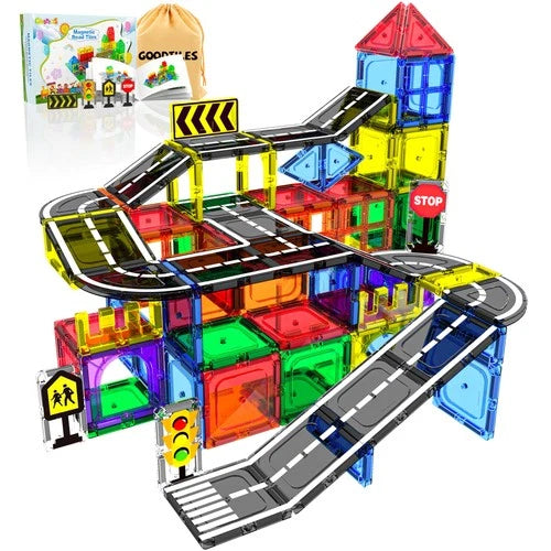 Magnetic Tiles Road Set 38pcs Building Blocks Kids Toy STEM Montessori 3-8 Year