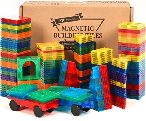 220Pc Magnetic Building Blocks Toy - 3D Shapes, STEM Learning, Ages 3+