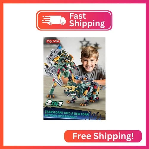 TIALLOW Dinosaur Mech Set Triceratops Transform Robotic Building Block Toy