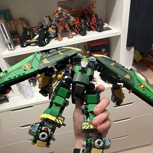 MEOW Ninjago Green Ninja Mech & Jet Spaceship Build Bulk Lot, Plastic