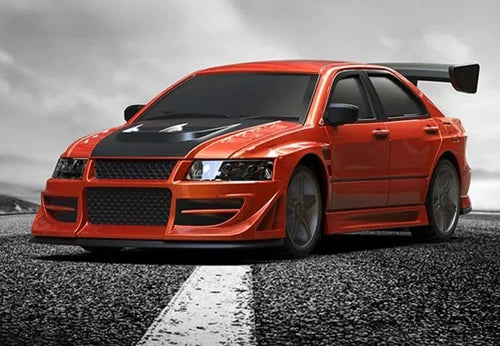 RC 1/76 Micro Car MITSUBISHI LANCER EVOLUTION w/ LED Lights -RED-