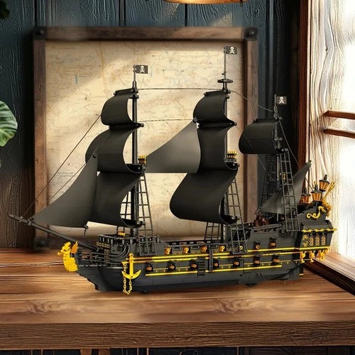 2076PCS Black Pearl Pirate Ship Sailboat Ornament Building Blocks Model toy gift