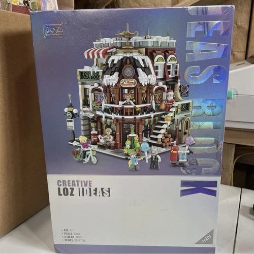 LOZ 1054 2506Pcs City Street View Mini Christmas Cafe House Building Blocks Set