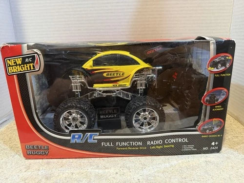 NEW BRIGHT RC Yellow VW BEETLE BUGGY #2424 27 MHz 100Ft Range SEALED 1/16