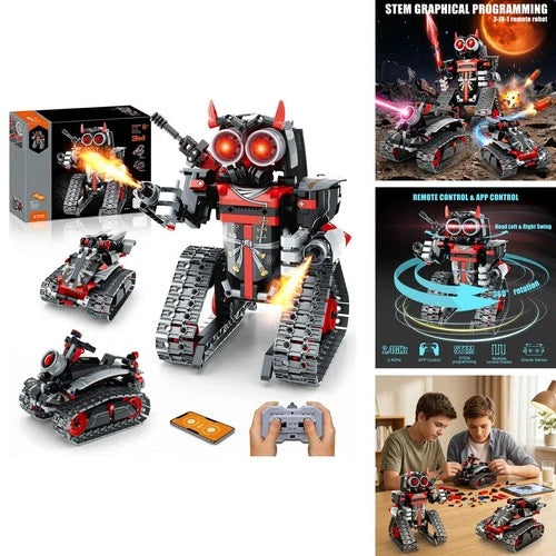 VINTOP 3-in-1 STEM Robot Kit 419 Pcs Tank Tracked Combat Vehicle APP Remote