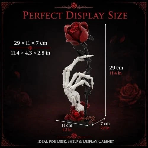 Gothic Skull Hand Rose Building Set - 357-Piece Model for Display & Collectors