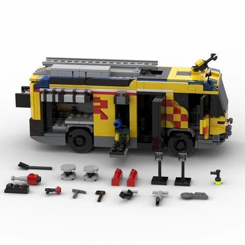 MOC Ultra-modern Hybrid Fire-fighting Vehicle Fire Truck 916pcs DIY Model