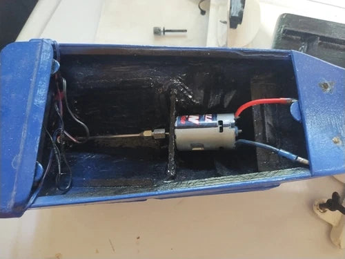 Handmade RC Boat Has Motor Drive Shaft Propeller And Rudder Back And Lights