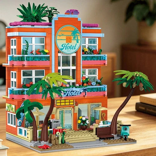 MOC Miami Resort Hotel Modular building blocks 1612 pcs movies Birthday Toy gift