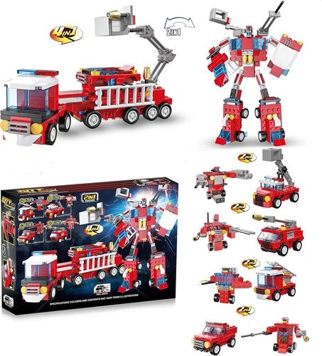 Building Blocks Car Pullback Type 10 Models 4 IN 2 Assembling Kids Puzzle Toys