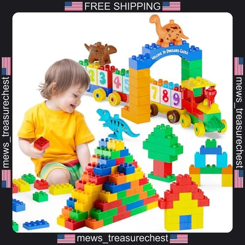 Building Blocks for Toddlers 3-5 Large Classic Brick Set with Cars & Dinosaurs