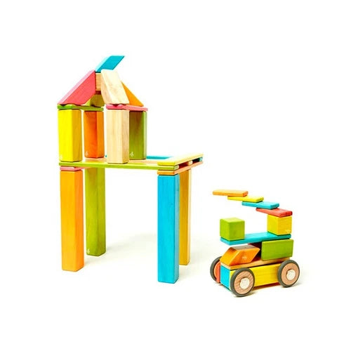 Tegu Classic Magnetic Wooden Building Block Set, 42 Piece Tints Set