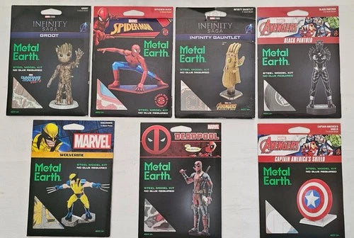 Metal Earth Set of 7 Super Hero Steel Model Building Kits