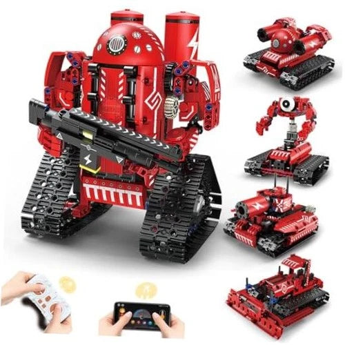 5 in 1 Robot Building Set with RC & APP for Boys Kids Age 8-14 \| 5in1 Red Robot