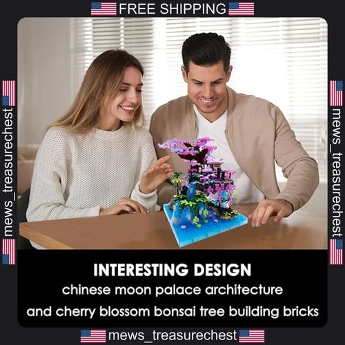 Micro Building Blocks Chinese Moon Palace Cherry Blossom Bonsai Set 2588 pcs