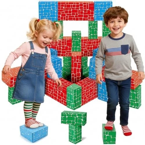 pc Jumbo Corrugated Cardboard Building Blocks 3 Sizes Stackable Kids Toy