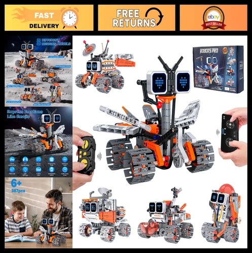 STEM Robot Building Kit for Kids 8-12 \| 5-in-1 Coding Toy \| Educational Fun