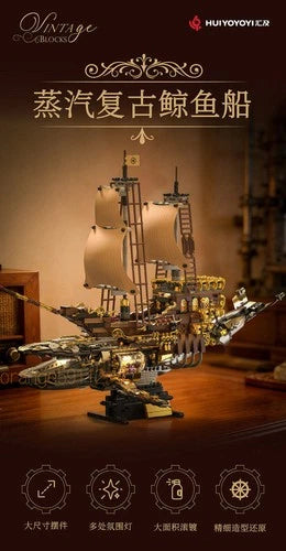 Large Steampunk Whale Ship Building Blocks Adult High Difficulty Building Blocks