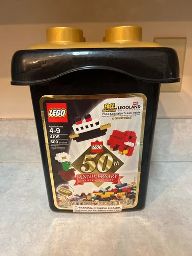 LEGO 4105 50th Anniversary Black Bucket NEW! Metallic Gold Bricks Ltd Ed 500 pcs