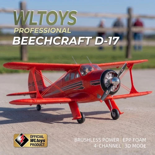 WLtoys Beechcraft D-17 A300 Brushless RC Plane with Lights and 2 Batteries (Red)