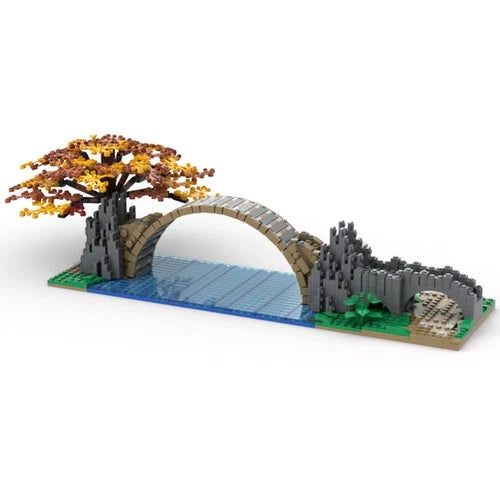 Bridge Architecture Model with Tree Scenery 1012PCS MOC Building Set