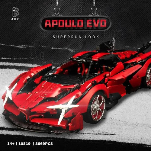 KBOX 1:8 Scale -- Apollo Evo HyperCar Building Blocks Set -- 3669 Pcs