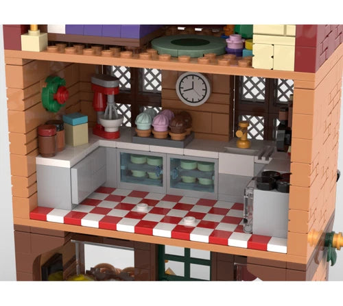 MOC-235708 Winter Village Bakery DIY Model building blocks Toys Christmas gift