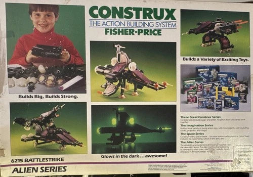 1985 Fisher-Price Construx Battlestrike 6215 Glow Dark Alien Series 300pc Set