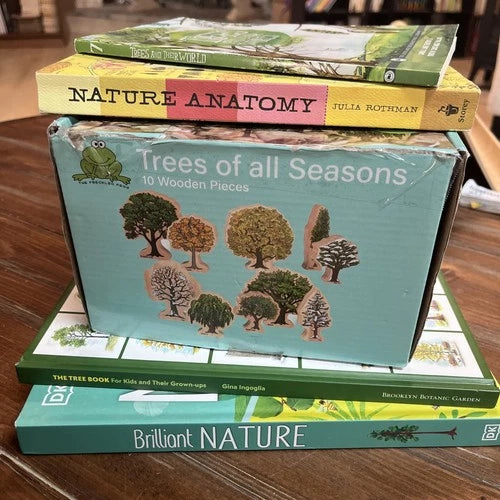 Lot 5 Trees of All Seasons Set of 10 Age 2+ Wooden Tree Blocks FF472 & 4 Books