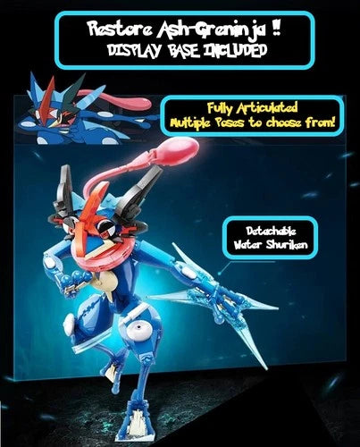 ✅ Official Pokémon LARGE 16" Ash Greninja Building Blocks Set Creative Toy NEW