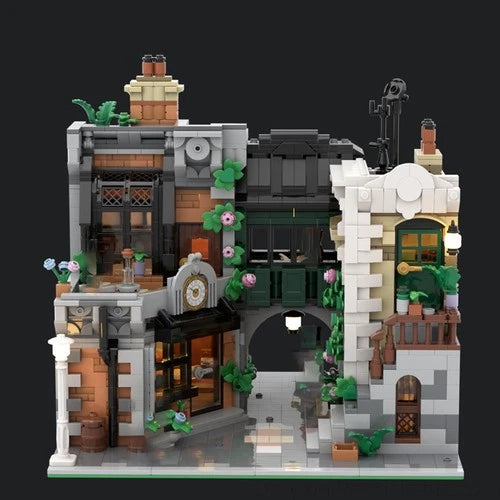 MOC-212483 Community Square Model with Antiques Store and Apartment 2210 Pieces