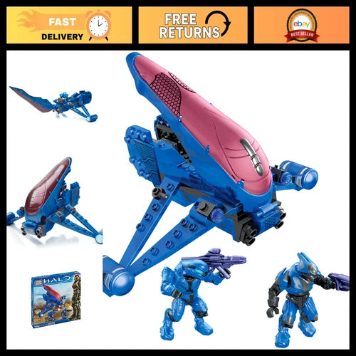 Blue Series Banshee Mega Bloks Set - Buildable Halo Vehicle with Action Figures