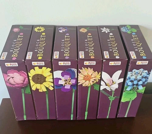 EvezBeadz Block Tech 6 MIB Set Sunflower Lily Pansy Cornflower Camellia Dahlia